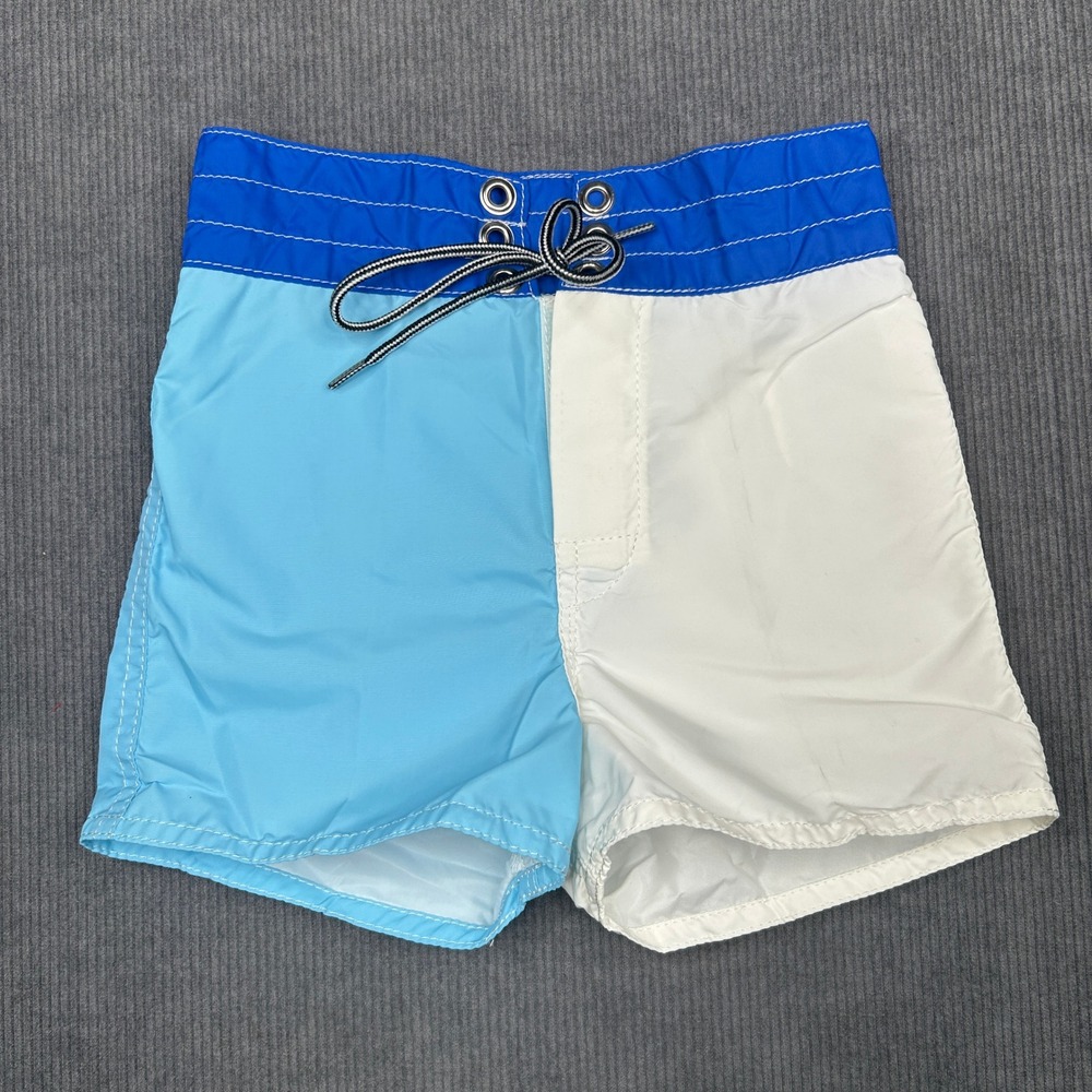 Birdwell Beach Britches Board Shorts Blue White Colorblock Surf Trunks 21 Y2k